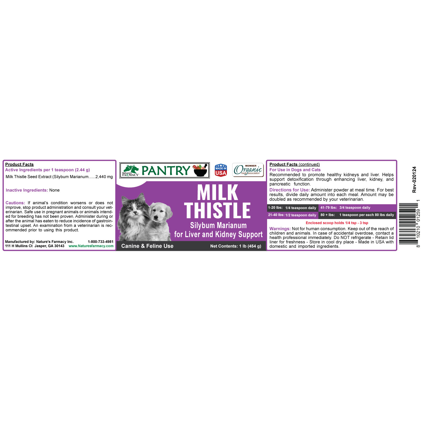Pantry Milk Thistle Powder label