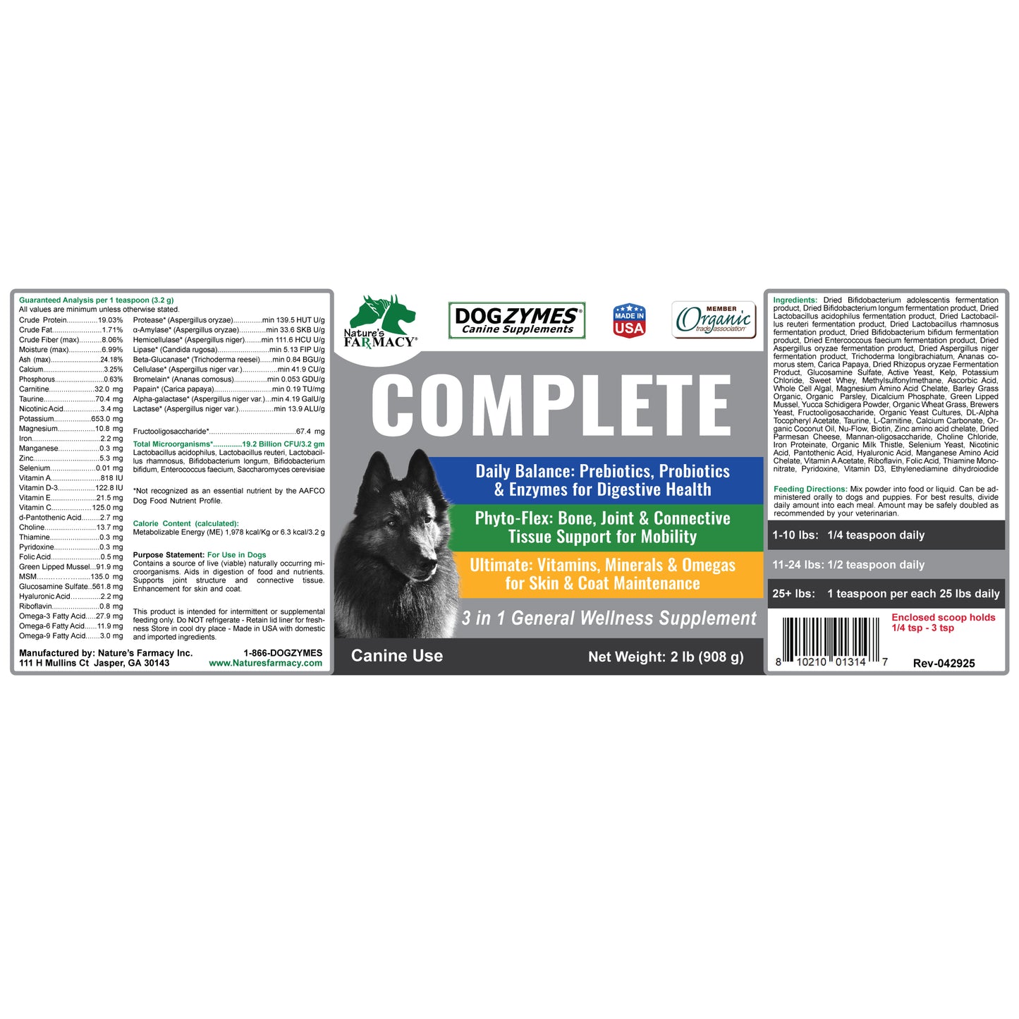 Dogzymes Complete label