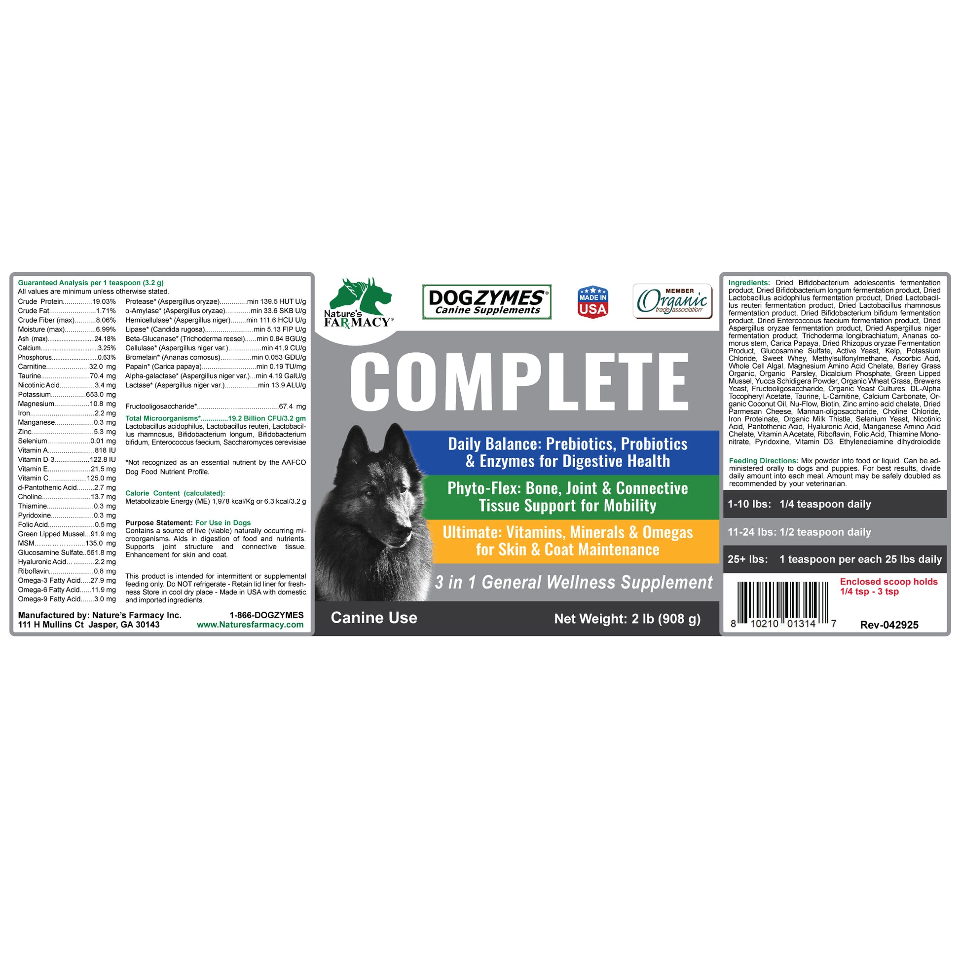 Dogzymes Complete label
