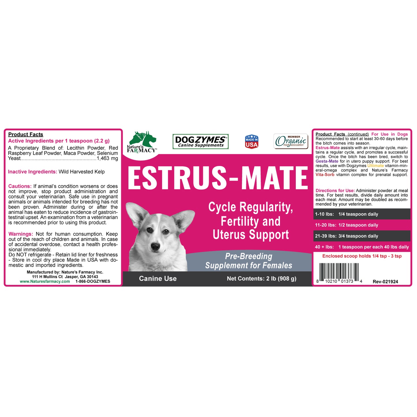 Dogzymes Estrus Mate label