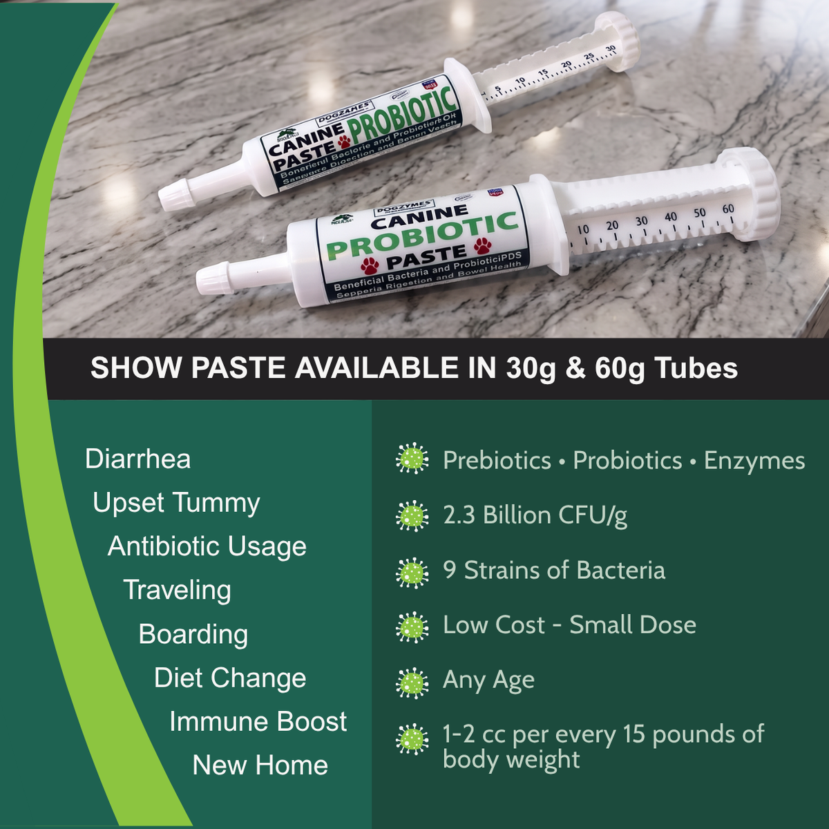 Dogzymes Canine Probiotic Paste Show Pack  5 Tubes (Buy 4/Get 1 Free)