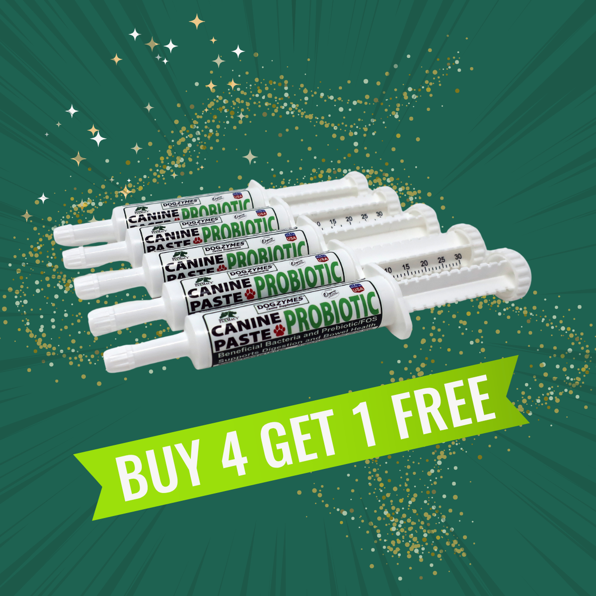 Dogzymes Canine Probiotic Paste Show Pack  5 Tubes (Buy 4/Get 1 Free)